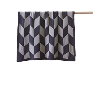 Billie Large Cotton Knit Throw Rug Blanket - Grey Multi