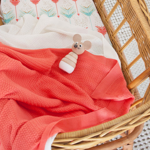 Mini Arrow Baby Blankets in Peach Ivory and Grey