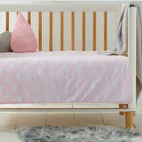 Pink Jersey Clouds Girls Cot Quilt / Nursery Comforter