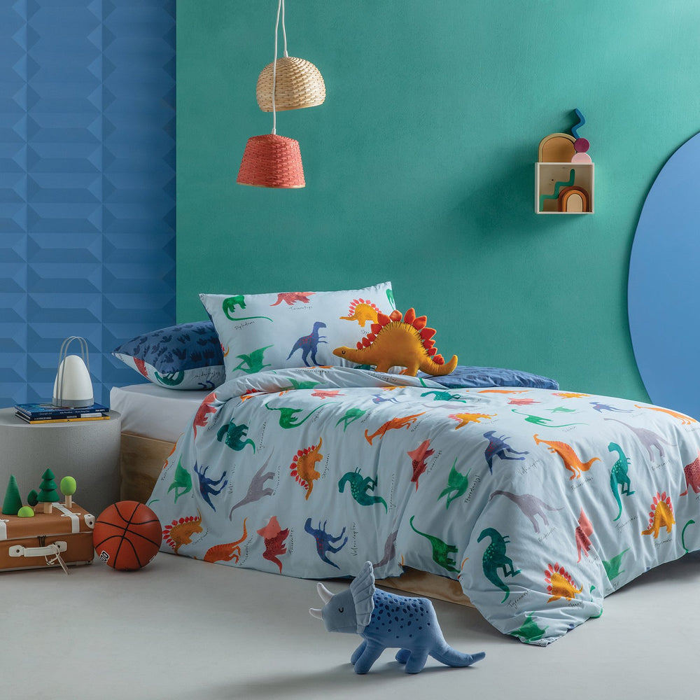 Dinosaur Dreamer Cotton Quilt Cover Set Blue