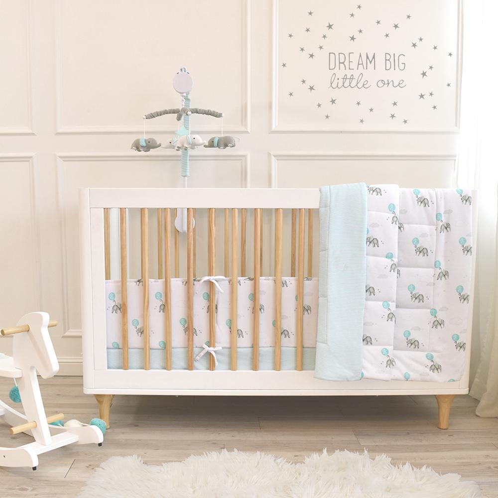 2 pack Jersey Cot Fitted Sheet Elephant Dream Big & Aqua Stripe