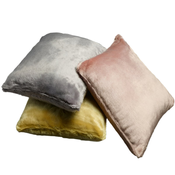 European Faux Fur Pillow Case in Silver Grey, Blush Pink or Chartreuse