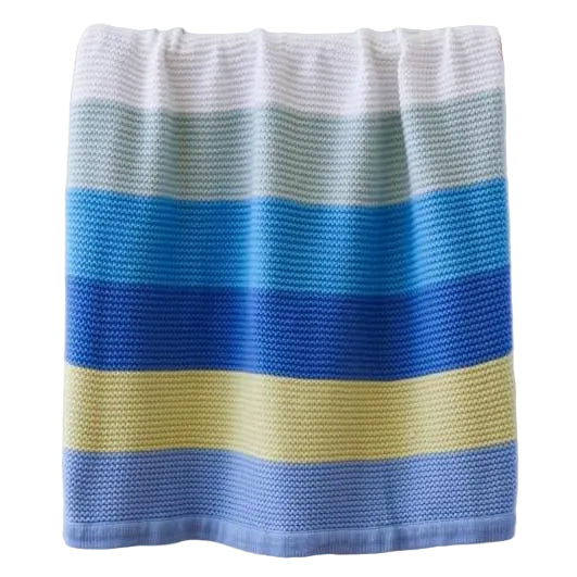 Funky Stripe 100 % Cotton Knit Baby Blanket Sale in Blue