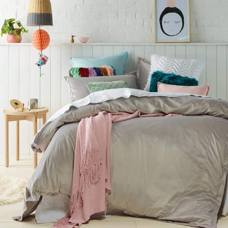 Grey Velvet Quilt Cover Set