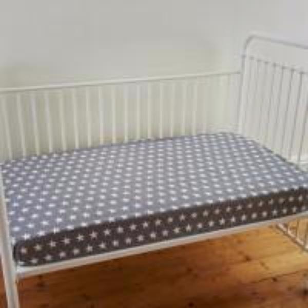 Grey & White Stars Cotton Fitted Cot Sheet