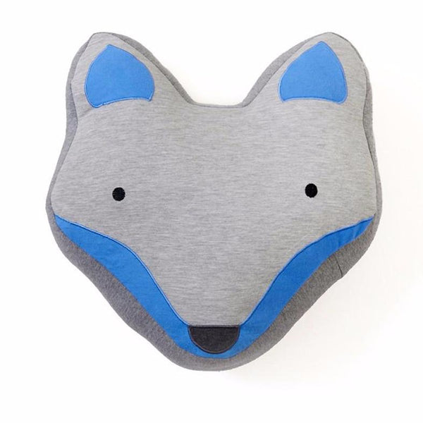 Leo Blue & Grey Fox Jersey Novelty Cushion