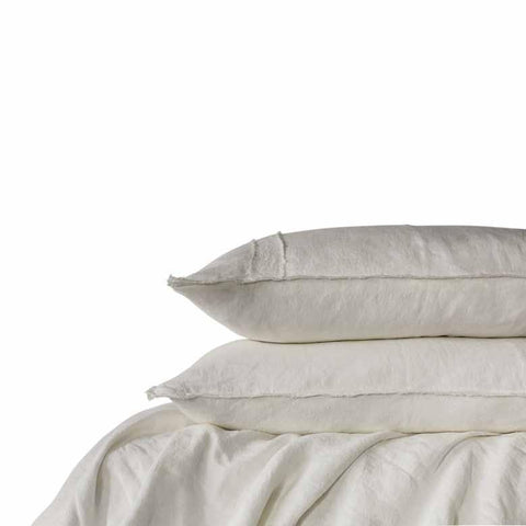 Antique White Linen King Size Quilt Cover & Pillow Cases Set
