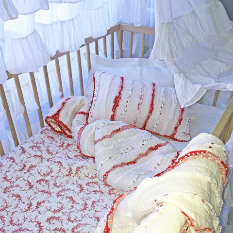Laila Shabby Chic Ruffle Cot Quilt and Decorator Cushion Set
