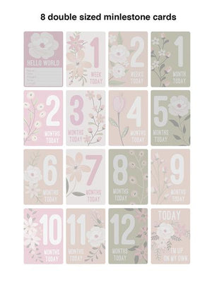 Meadow Floral Round Baby Play Mat with Milestone Cards