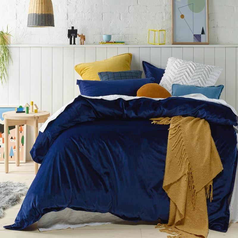 Navy Velvet Quilt Cover Set