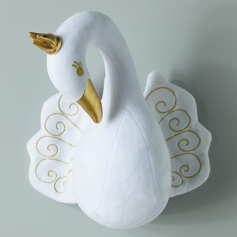 White & Gold Woodlands 3D Wall Art Hanging Felt Swan