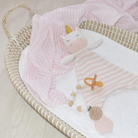 Kenzie Unicorn Cotton Knit Baby Soother Security Blanket