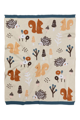 Forest Animals Cotton Knit Baby Blanket Indus Design