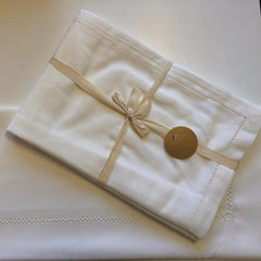 Off White Rectangle Table Cloth with Spoke Stitch Detail